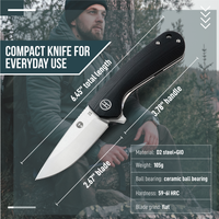 The Peasant Folding Pocket Knife Giftset for Men and Women (Silver and Black) Holtzman's Gorilla Survival