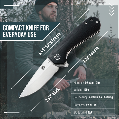 The Peasant Folding Pocket Knife Giftset for Men and Women (Silver and Black) Holtzman's Gorilla Survival