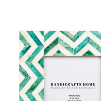 Picture Frame Zigzag Herringbone Collection Bone Inlay Green & White – 4x6"