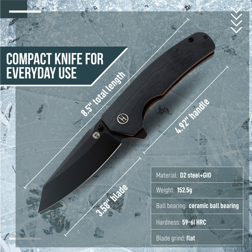 The Clip Point Folding Pocket Knife Giftset for Men and Women (Black and Orange)