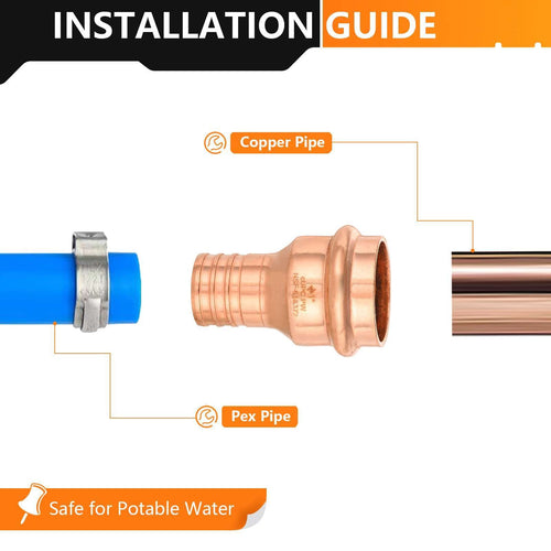 1" Press Copper x 1" PEX Crimp Adapter (Lead Free)