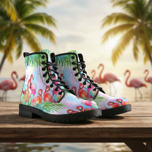 Tropical Flamingo Leather Boots