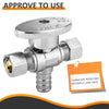 1/2" PEX Crimp x 3/8" OD Compr. x 3/8" OD Compr. Dual Outlet Angle Stop Valve, 1/4 Turn (Lead Free) Plumbingsell