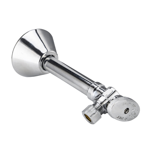 1/2" Sweat x 3/8" OD Compr. Angle Stop Valve, w/5" Angle Extension, 1/4-Turn (Lead Free)