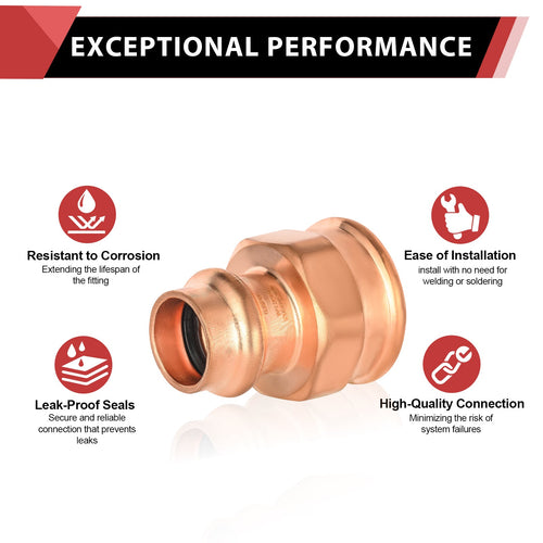 1/2" Press Copper x 3/4" Female Threaded Adapter (Lead Free) Plumbingsell