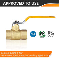 1/2" FNPT Ball Valve, Yellow (Lead Free)