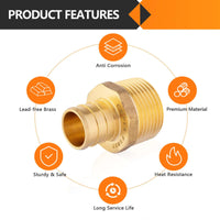 30 Pcs PEX-B Crimp 1" PEX x 1" NPT Male Threaded Adapter (Lead Free)