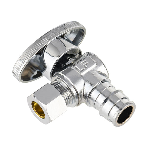 10 Pcs 1/2" PEX Expansion x 3/8" OD Compr. Angle Stop Valve, 1/4 Turn (Lead Free) Plumbingsell