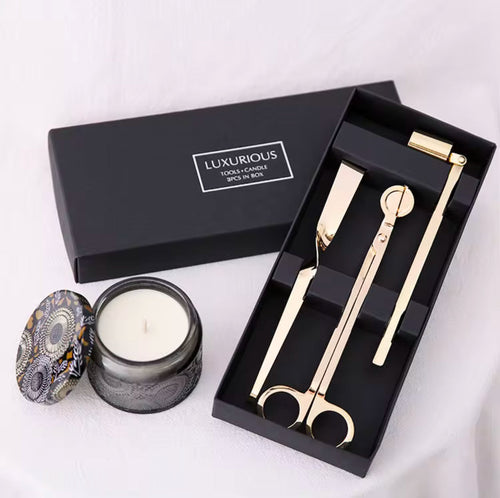 3-Piece Candle Care Kit | Matte Black | Wick Trimmers, Snuffer, and Wick Hook