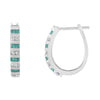 10k White Gold Round and Blue Baguette 1/2 cttw Diamond Hoop Earrings (I-J Color, I2-I3 Clarity)