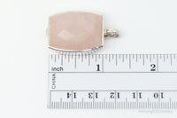 Large Designer ELLE Rose Quartz Ruby Sterling Silver Necklace Pendant