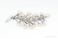 Antique K.T. Pearl Branch Sterling Silver Brooch Pin