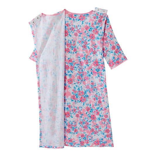 Women's Open Back Nightgown – Cherry Blossom Print, Medium Size