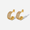 Stainless Steel Inlaid Zircon C-Hoop Earrings