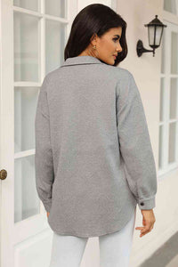 Cloudy Blue Snap-Front Collared Jacket with Pockets Lightweight and Versatile Jacket