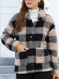 Beautiful Red Women Drop Shoulder Fuzzy Button-Up Jacket Soft And Comfortable Casual Fit Jacket
