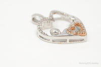 Cubic Zirconia Rose Gold Vermeil Sterling Silver Heart Necklace Pendant