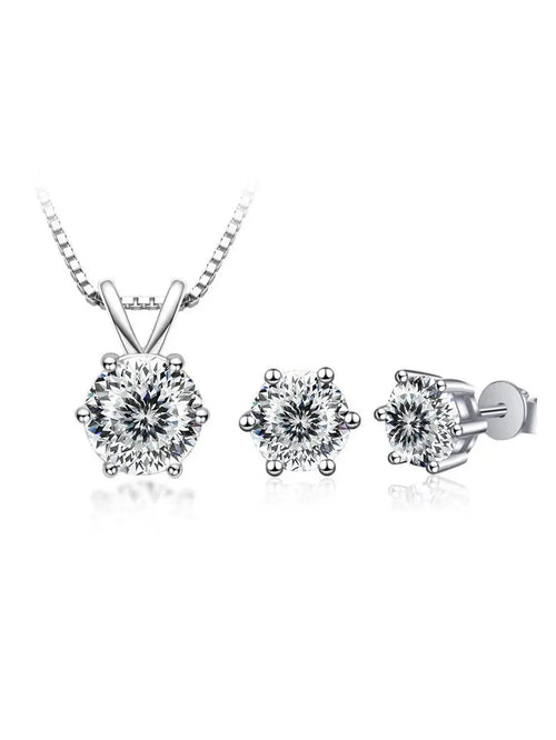 3Ct Moissanite Necklace Earrings Set 925 Sterling Silver GRA Cert Wedding