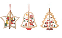 3D Christmas Ornaments Hand Painted Wood Decor
