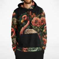 Flamingo Black Elegant Floral Hoodie