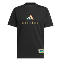 adidas Mens Worldwide Hoops Logo Graphic Basketball T-Shirt Black