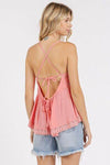 Mittoshop Crisscross Back Lace Detail V-Neck Cami