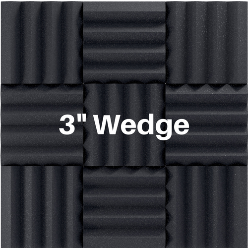 3 Inch Acoustic Foam Wedge Style Panels - 13 Color Options
