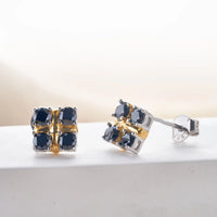 3mm Black Moissanite Stud Earrings 925 Sterling Silver Certified Gift
