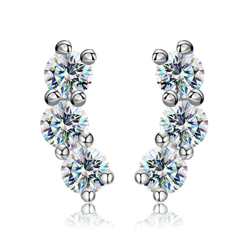 3mm Moissanite Diamond Stud Earrings 925 Sterling Silver 18K White Gold Plated
