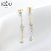 3mm VVS1 Moissanite Long Drop Tassel Earrings 925 Silver Bezel Set Dangle