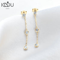 3mm VVS1 Moissanite Long Drop Tassel Earrings 925 Silver Bezel Set Dangle