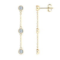 3mm VVS1 Moissanite Long Drop Tassel Earrings 925 Silver Bezel Set Dangle