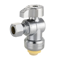1/2" Push Connect x 3/8" Compr. Angle Stop Valve, New Handle (Lead Free) Plumbingsell