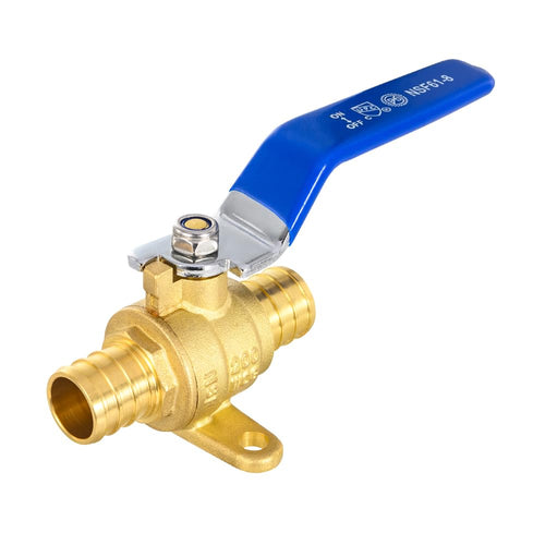 10 Pcs 1" PEX Crimp Drop Ear Ball Valve, Blue (Lead Free)