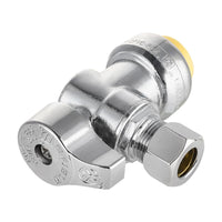 10 Pcs 1/2" Push Connect x 3/8" Compr. Angle Stop Valve, New Handle (Lead Free) Plumbingsell