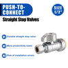 10 Pcs 1/2" Push Connect x 3/8" Compr. Straight Stop Valve, New Handle, 1/4 Turn (Lead Free) Plumbingsell