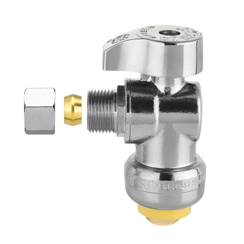 10 Pcs 1/2" Push Connect x 3/8" Compr. Angle Stop Valve, New Handle (Lead Free) Plumbingsell