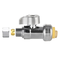 1/2" Push Connect x 3/8" Compr. Straight Stop Valve, New Handle, 1/4 Turn (Lead Free)