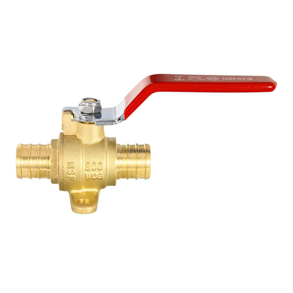 1" PEX Crimp Drop Ear Ball Valve, Red (Lead Free) Plumbingsell