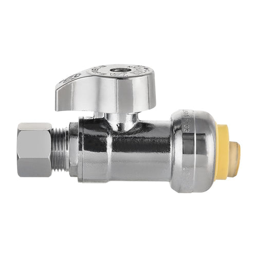 10 Pcs 1/2" Push Connect x 3/8" Compr. Straight Stop Valve, New Handle, 1/4 Turn (Lead Free) Plumbingsell