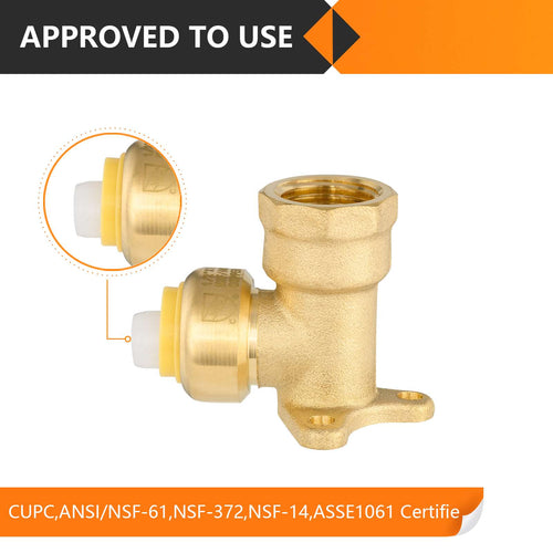 1/2" x 1/2" F Push Fit Female Drop Ear Elbow Plumbingsell