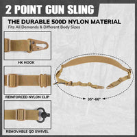 Votagoo Tactical 2 Point Sling, Quick Adjust Gun Sling with HK Hook