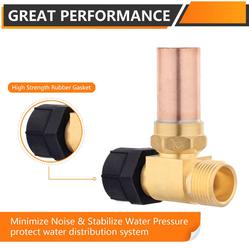 7/8" Female Swivel Ballcock Nut x 3/4" Male Thread Copper Water Hammer Arrestor for Toilet Plumbingsell