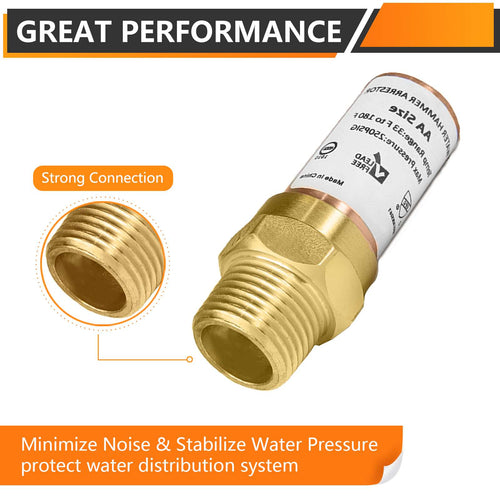 1/2" MIP Connection, Straight Water Hammer Arrestor, Copper Plumbingsell