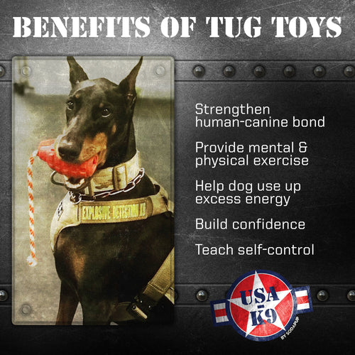 USA-K9 Grenade Shaped Rubber Dog Toy - Chew, Treat Dispenser & Tug Toy | USA