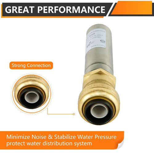 1/2" Push Fit, Straight Water Hammer Arrestor, Stainless Steel Plumbingsell