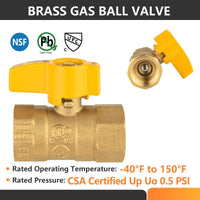 1/2" FNPT Gas Valve, Yellow Plumbingsell