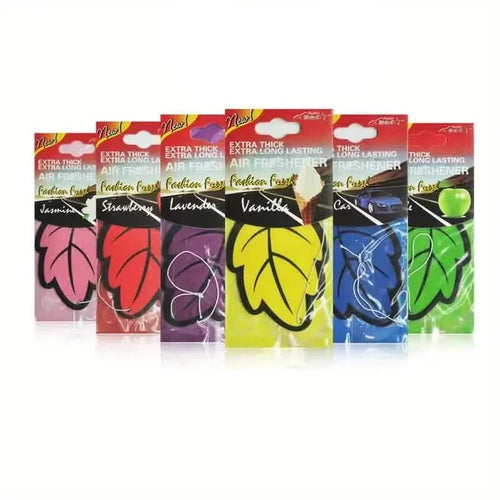 4-Pack: Car Air Freshener Natural Scented Tea Paper Auto Hanging Vanilla Perfume Fragrance Leaf Shape