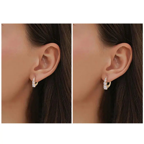 4-Stone Drop Hoop Earrings 925 Sterling Silver Moissanite D VVS1 Clip