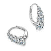 4-Stone Drop Hoop Earrings 925 Sterling Silver Moissanite D VVS1 Clip